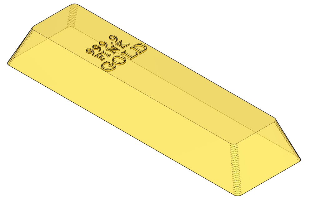 Gold Bar 3D Model Drawing