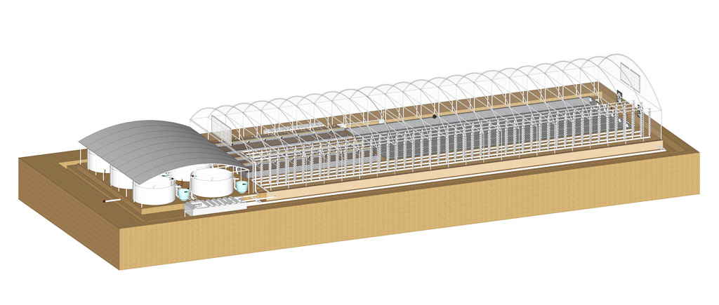 Aquaponics Tunnel Concept Design Rendering Drawing