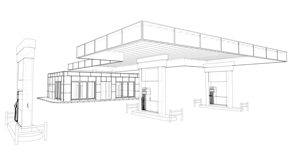 Petrol Station Design Concept Drawing