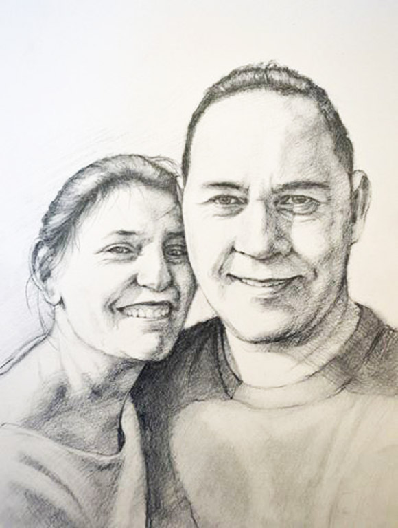 Artwork Couple Pencil Drawing Portrait Gift